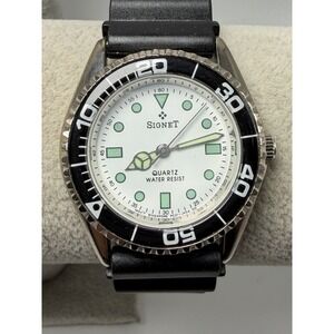 Signet New Battery Mens Watch 34MM 8" Black Resin Band